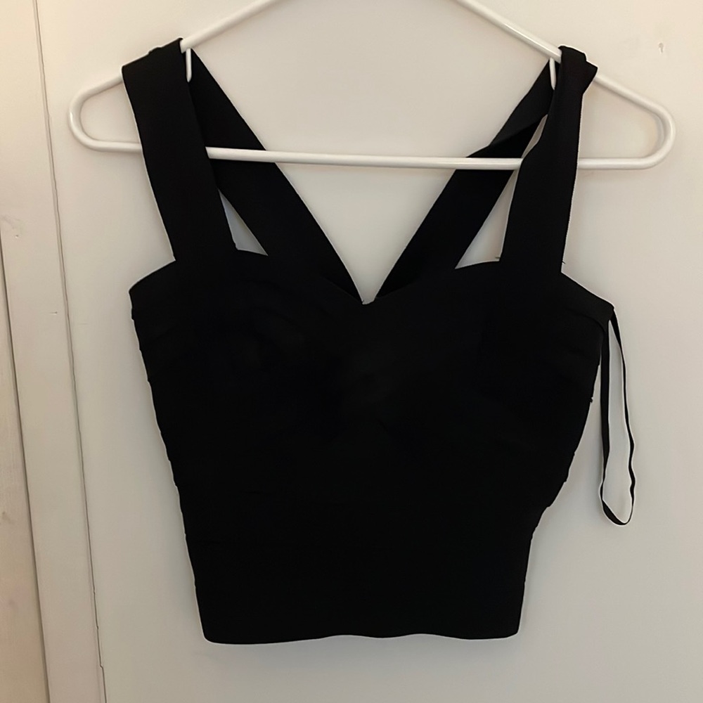 Aqua black bandage crop top